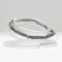 S10, Pulsera simple con ágata verde y hematite
