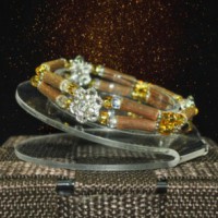 Pulsera doble con Piedra de Nacimiento del mes de Noviembre, CITRINO