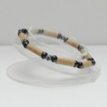 S11, Pulsera simple con piedra natural obsidiena nevada